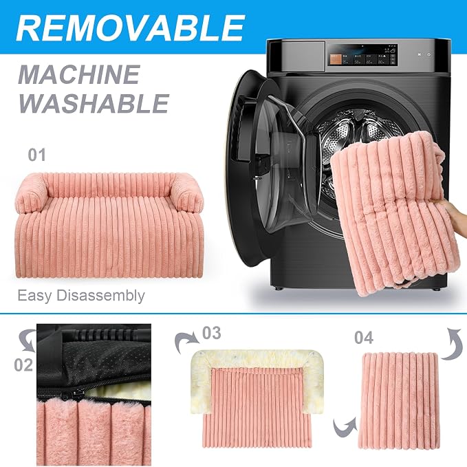 Luxurious Dog Couch Bed, Washable Calming Dog Couch Cover, Removable Couch - Image 6