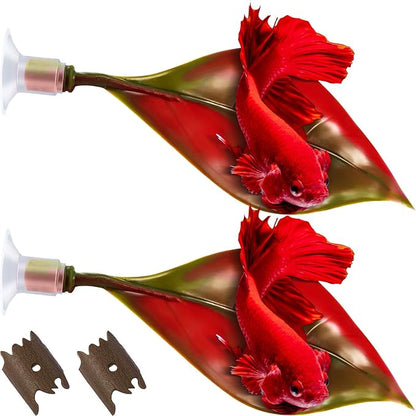 WILLBOND 2 Pcs Red Silicone Betta Fish Bed Leaf Hammock Betta Fish Tank by Willbond+Technology+Limited
