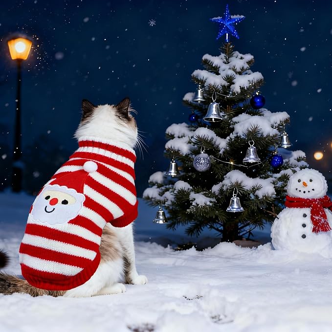 Cat Dog Christmas Sweater Pet Winter Warm Coat Pajamas Small Dog Sweaters - Image 2