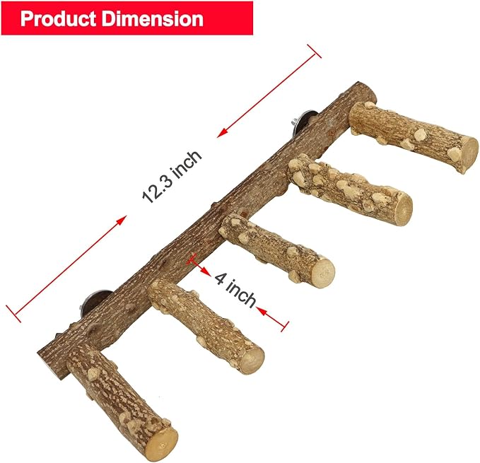 Bird Ladder Perch Cage Nature Wood Stand Parrot Chew Toy - Image 2