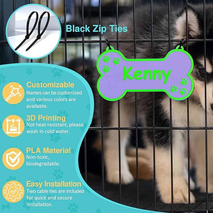Personalized Dog Crate Sign Custom Dog Kennel Accessories Name Plate Doghouse - Image 3