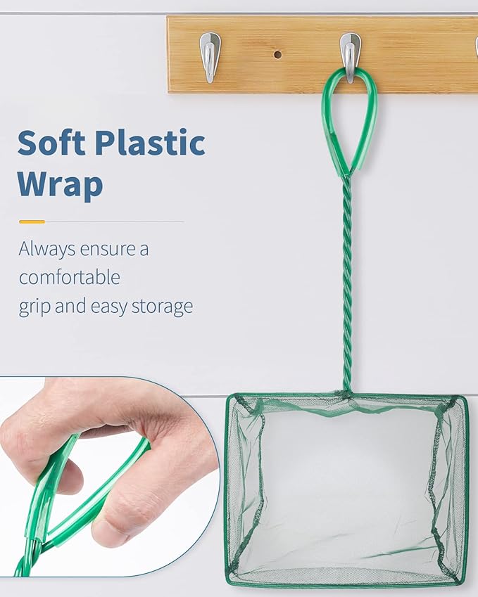 Pawfly Aquarium Fish Net with Braided Metal Handle Square Net with Soft Fine - Image 6