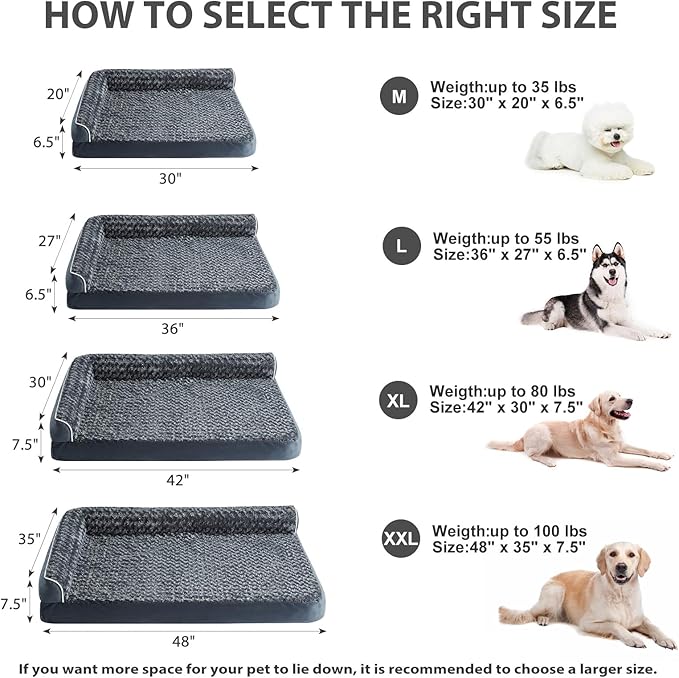 BFPETHOME Extra Large Orthopedic Dog Bed, L-Shaped Pet Bed - Image 5