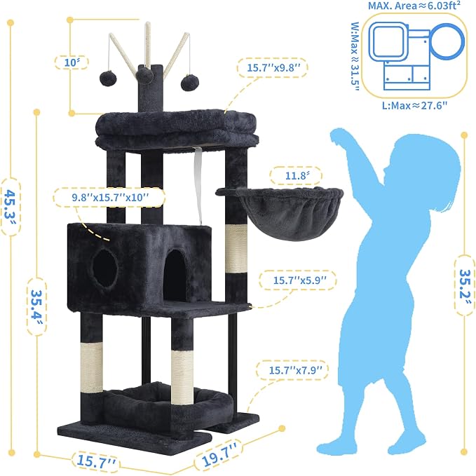 Heybly Cat Tree, 45.3-Inch Cat Tower - Image 3