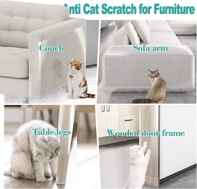 118"x8" Self-Adhesive Cat Scratch Protector Tape, Anti-Claw Couch Furniture - Image 4