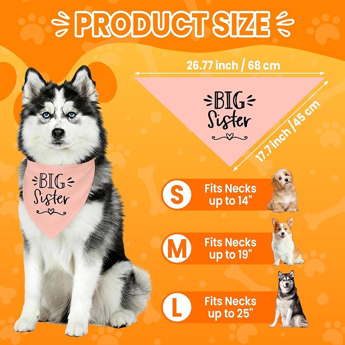 2 Pack Big Sister Big Brother Dog Bandanas, Adjustable Pet Bandana - Image 3