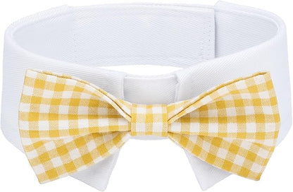 Segarty Dog Bow Tie, Adjustable Yellow Plaid Bowtie Collar by Segarty
