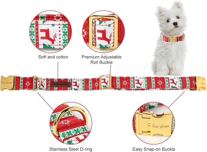 Unique style paws Christmas Dog Collar Metal Buckle Christmas Tree Puppy Collar - Image 2