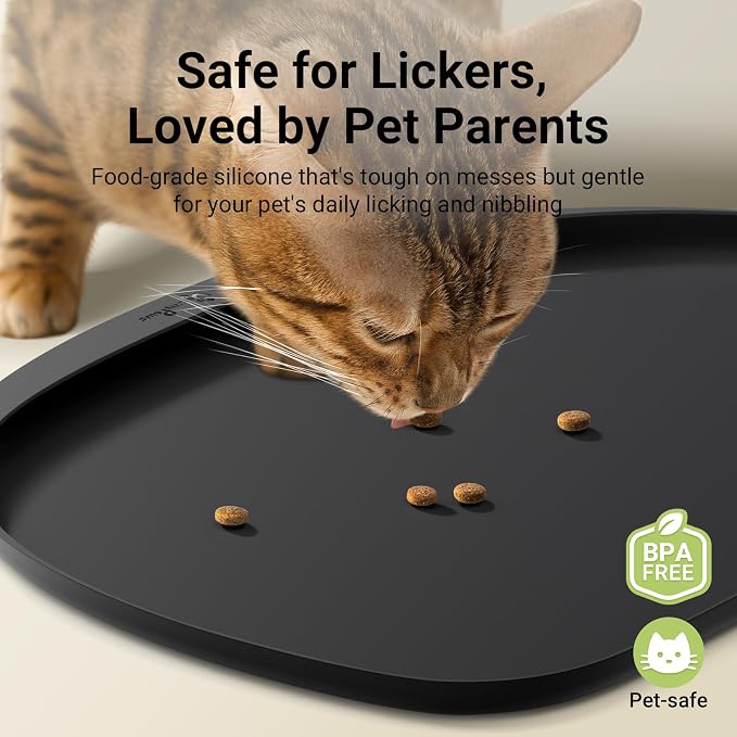 DownyPaws Cat Food Mats for Floors Waterproof, BPA Free Silicone Pet Feeding Mat - Image 2