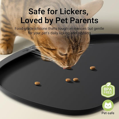 DownyPaws Cat Food Mats for Floors Waterproof, BPA Free Silicone Pet Feeding Mat - Image 2