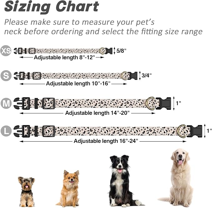 Reflective Dog Collar for Medium Dogs, Cute Leopard Style Adjustable Heavy-Duty - Image 7