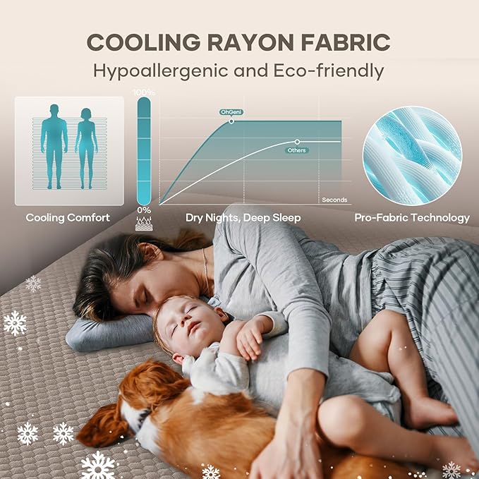OhGeni 100% Waterproof Mattress Protector, Queen Size Mattress Soft Pad - Image 4