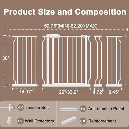 WAOWAO Baby Gate 52.76-62.2" Extra Wide Pressure Mounted Walk Through Swing - Image 6