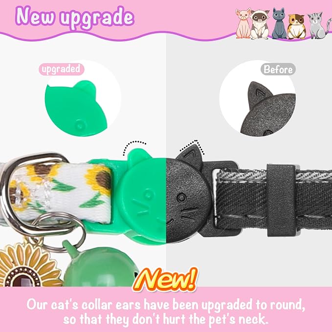 Breakaway Cat Collar with Removable Bow Tie and Bell, Cute Multi-Style Patterns - Image 5