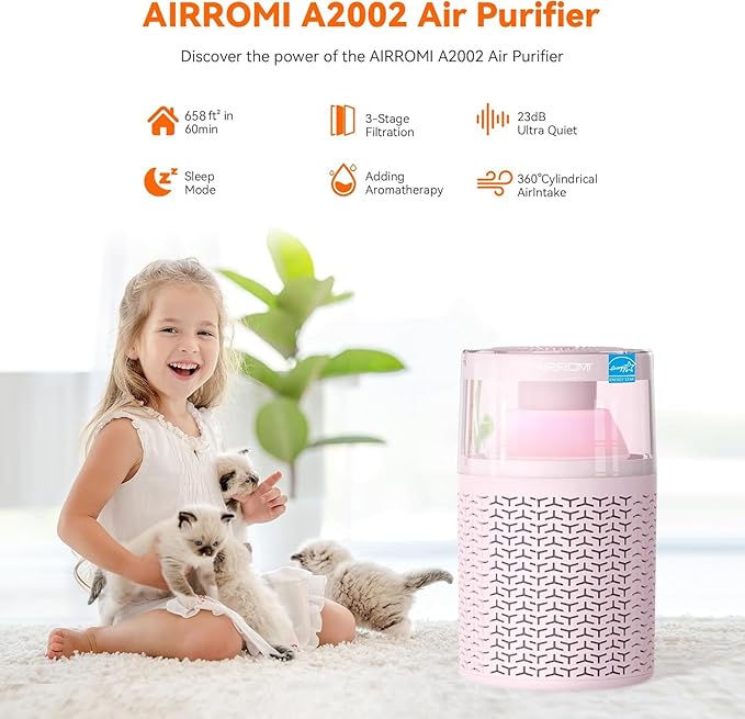 AIRROMI Pet Air Purifier for Home & Bedroom, HEPA Activated Carbon Filter - Image 3