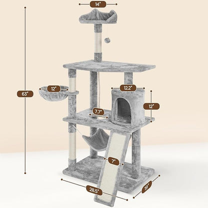 Yaheetech 63.5in Multi-Level Cat Tree Tower Condo - Image 5