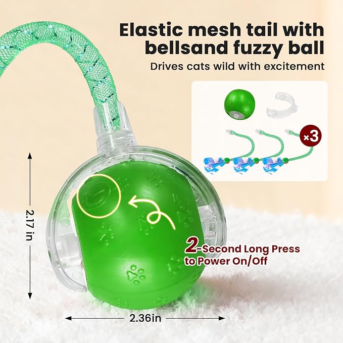 Rocfish Interactive Cat Toy for Indoor Cat, Smart Automatic Cat Chase Ball Toy - Image 2