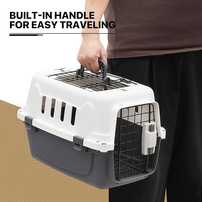 MoNiBloom 18-Inch 2-Door Top Loading Cat Carrier, Plastic Dog Crate Hard-Sided - Image 10