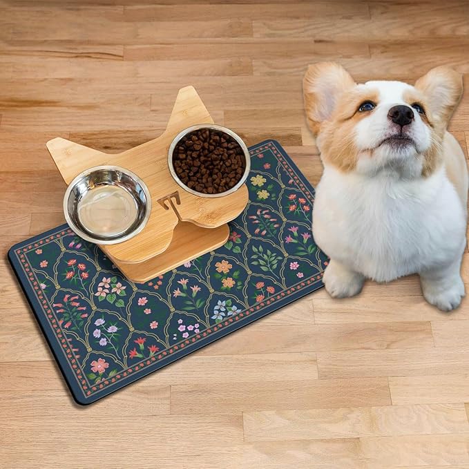 Absorbent Pet Dog Bowl Mat for Food and Water, Pet Cat Food Feeding Mat - Image 2
