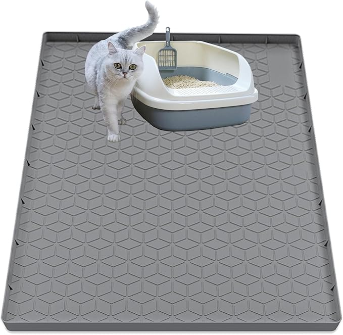 Cat Litter Mat for Litter Box, Silicone Large Cat Litter Trapping Mat by Jacooxi