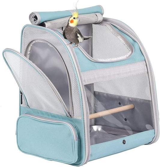 Bird Backpack Carrier with Stand Perch, Bird Travel Backpack by ORIZZP