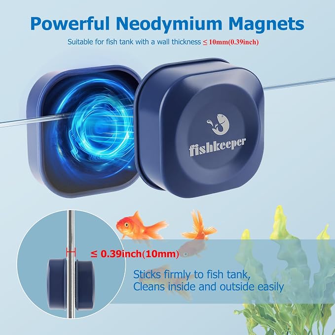 fishkeeper Mini magnetic Aquarium Glass Cleaner, Fish Tank Scrubber Cleaner - Image 3