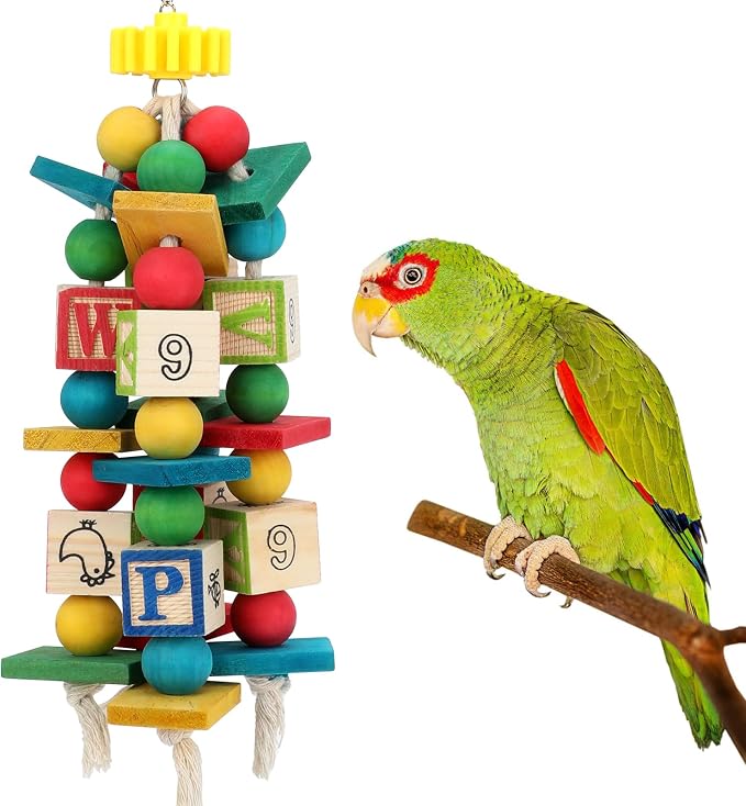 Rypet Wood Bird Chewing Toy for Cage, Wooden Birds Cage Toys for Helping Trim by RYPET