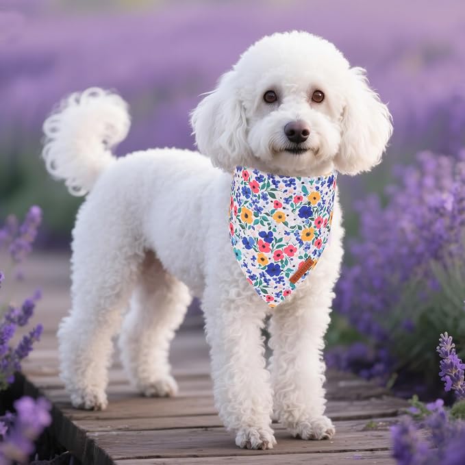 ADOGGYGO Floral Dog Bandanas 2 Pack, Reversible Cute Flower Scarf, Premium - Image 2