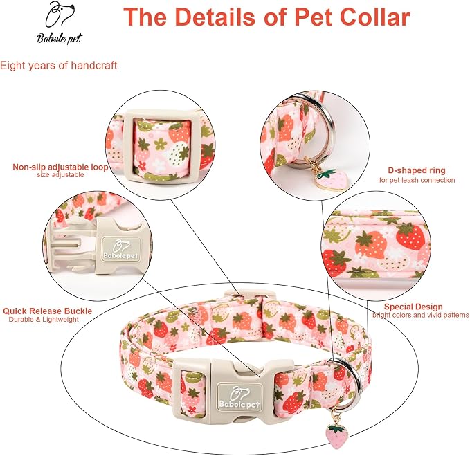 Strawberry Dog Collar for Large Dogs - Image 3