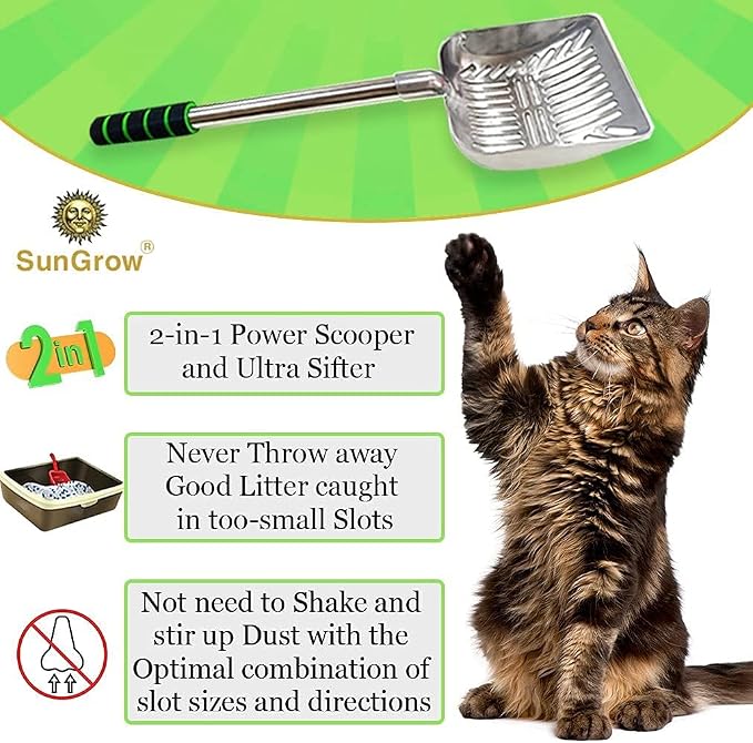 SunGrow Cat Litter Scoop, Stainless Steel Long Handle Chicken Coop Poop Scooper - Image 5