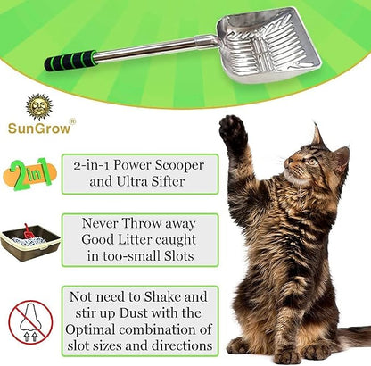 SunGrow Cat Litter Scoop, Stainless Steel Long Handle Chicken Coop Poop Scooper - Image 5