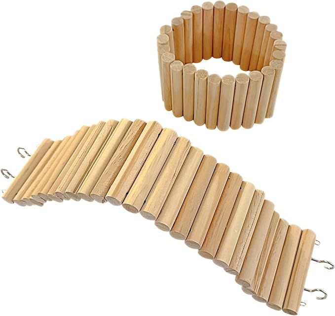 SIMENA Wooden Hamster Suspension Bridge Toy, Hamster Fencing, Natural Climbing - Image 6