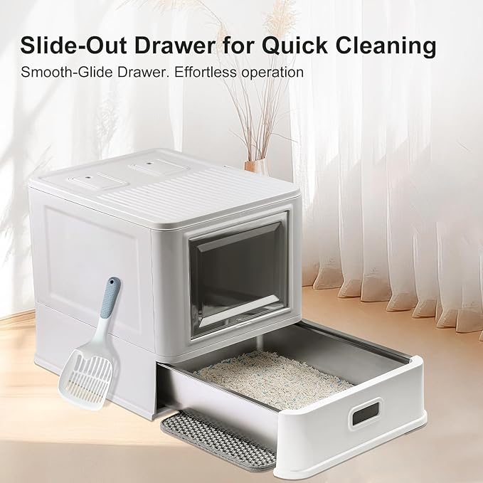 Marchul Enclosed Stainless Steel Cat Litter Box - Image 4