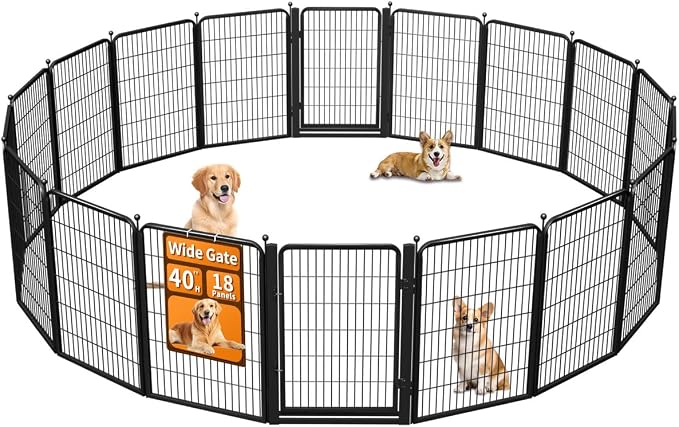 Dog Fence Outdoor Pens Outside, Portable Dog Play Pen 40" H 18 Panels Pet by Unknown