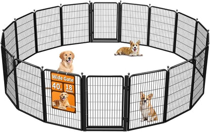 Dog Fence Outdoor Pens Outside, Portable Dog Play Pen 40" H 18 Panels Pet by Unknown