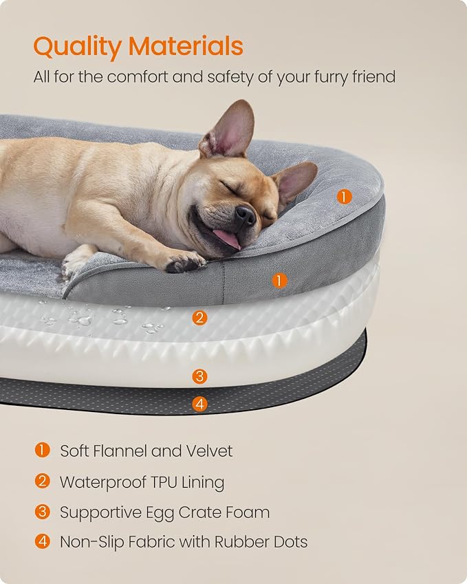 Feandrea Dog Bed, Medium Orthopaedic Dog Sofa Bed, Egg Crate Foam, Waterproof - Image 5