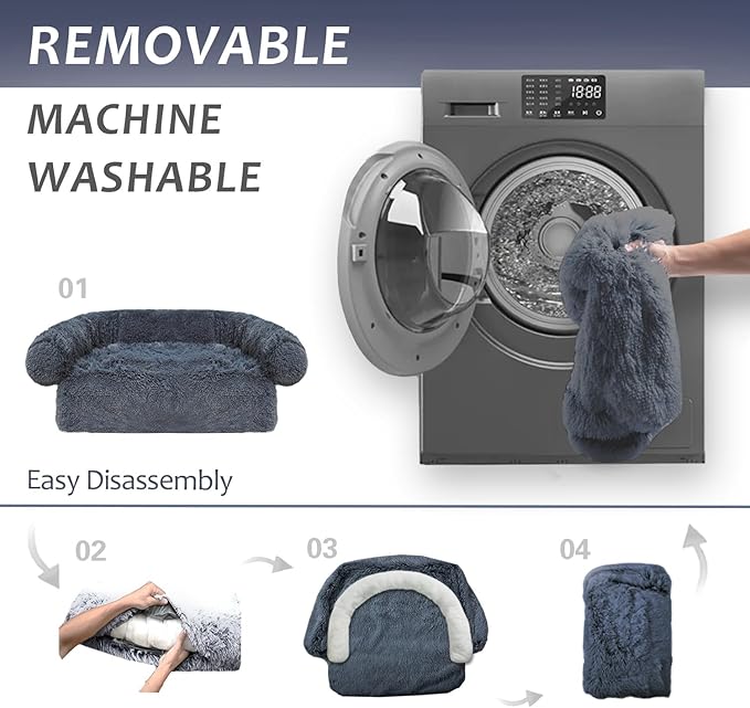Calming Dogs/Cats Bed Mats, Dog Pad Washable Removable Couch Cover, Plush Long - Image 5