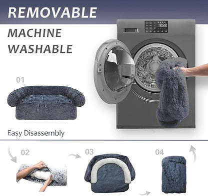 Calming Dogs/Cats Bed Mats, Dog Pad Washable Removable Couch Cover, Plush Long - Image 5