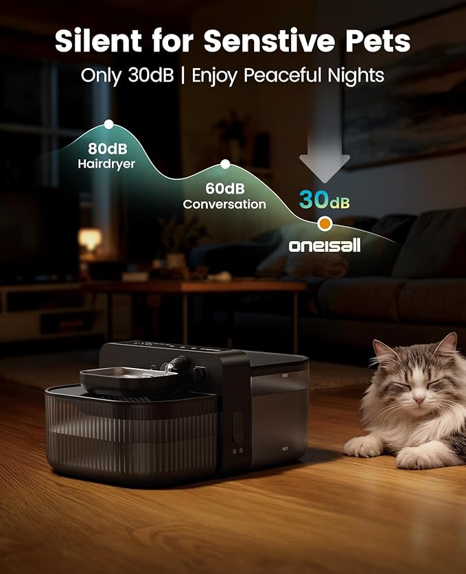 oneisall Wireless Filterless Cat Water Fountain, Separate Clean and Dirty Water - Image 6