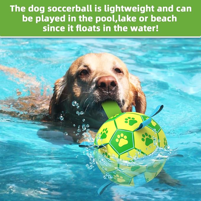 QDAN Dog Toys Soccer Ball, Dog Tug Toy, Water Toy, Durable Balls - Image 4