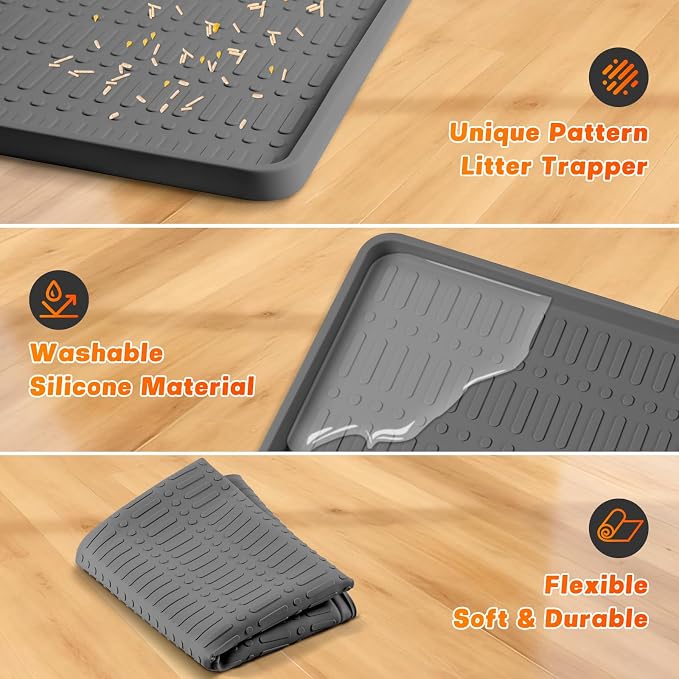 47" x 35" Silicone Cat Food Mat, Waterproof Pet Feeding Mat - Image 3