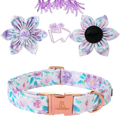 Lionheart Glory Dog Collar, Cute Floral Pattern Pet Collar Adjustable Dog Collar - Image 3