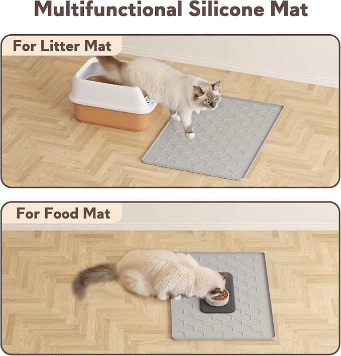Cat Litter Box Mat, Silicone Kitty Litter Mat, Light Gray - Image 6