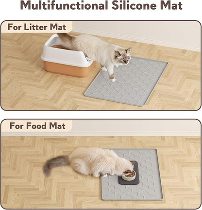 Cat Litter Box Mat, Silicone Kitty Litter Mat, Light Gray - Image 6
