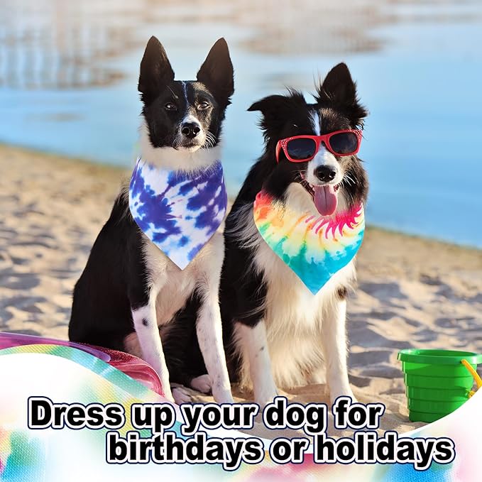 Aliceset 180 Pcs Tie Dye Dog Bandana Bulk Rainbow Bandanas - Image 5
