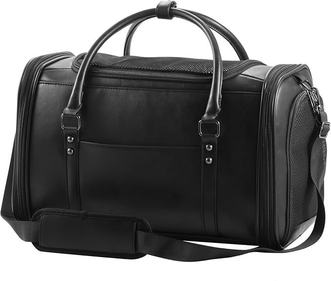 Stylish Leather Pet Carrier for Small Dogs and Cats Up to 15 lbs, Airline by WelcomeToJohomviin