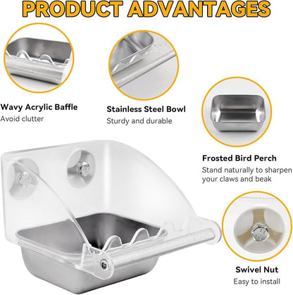 Bird Feeder for Cage, Parakeet Cage Feeder No Mess Bird Dish - Image 5