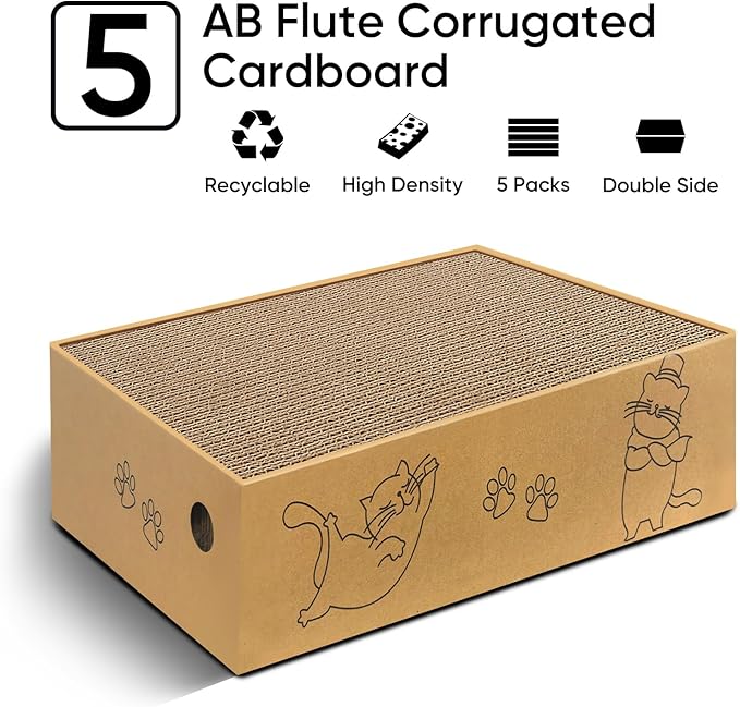 AGYM Cat Scratcher, 5 Packs in 1 Cardboard Box Cat Scratching Pad - Image 4