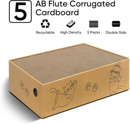 AGYM Cat Scratcher, 5 Packs in 1 Cardboard Box Cat Scratching Pad - Image 4