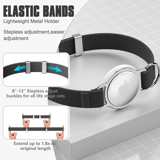 AirTag Cat Collar, Ultra Elastic Cat Tracker Collar, Airtag Holder Compatible - Image 5